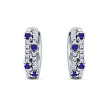 Round CZ & Blue Sapphire CZ Huggie Hoop Earrings 925 Sterling Silver Wholesale