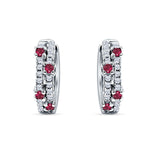 Round CZ & Ruby CZ Huggie Hoop Earrings 925 Sterling Silver Wholesale