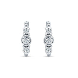 Round Cubic Zirconia Trio Huggie Hoop Earrings 925 Sterling Silver Wholesale