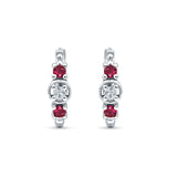 Round CZ & Ruby CZ Trio Huggie Hoop Earrings 925 Sterling Silver Wholesale
