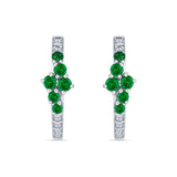 Round CZ & Green Emerald CZ Huggie Hoop Earrings 925 Sterling Silver Wholesale