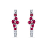 Round CZ & Ruby CZ Huggie Hoop Earrings 925 Sterling Silver Wholesale