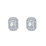 Emerald Cut CZ Halo Stud Earrings 925 Sterling Silver Wholesale