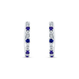 Round Cluster CZ & Blue Sapphire CZ Huggie Hoop Earrings 925 Sterling Silver Wholesale