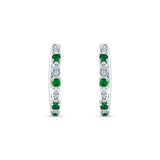 Round Cluster CZ & Green Emerald CZ Huggie Hoop Earrings 925 Sterling Silver Wholesale