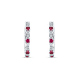 Round Cluster CZ & Ruby CZ Huggie Hoop Earrings 925 Sterling Silver Wholesale