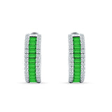 Emerald Cut Green Emerald CZ Hoop Earrings 925 Sterling Silver Wholesale