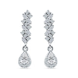 Dangle Pear Stud Earrings Cubic Zirconia 925 Sterling Silver Wholesale