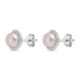 Round Pearl Stud Earring