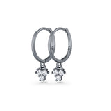 Trio CZ Dangle Drop Hoop Earring