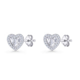  Heart CZ Stud Earrings