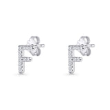 Initial F Stud Earring