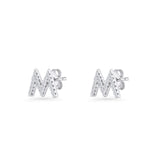 Initial M Stud Earring