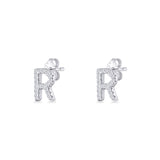 Initial R Stud Earring