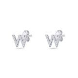 Initial W Stud Earring