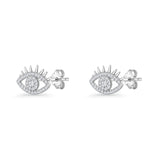 Cluster CZ Eye Stud Earrings