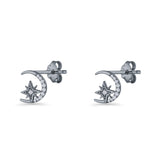Moon & Star CZ Stud Earring