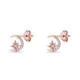 Moon & Star CZ Stud Earring