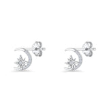 Moon & Star CZ Stud Earring