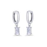 Emerald Cut Dangle Drop Hoop Earring Cubic Zirconia 925 Sterling Silver Wholesale