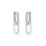 Paperclip Dangle Drop Huggie Hoop Earrings Cubic Zirconia 925 Sterling Silver Wholesale