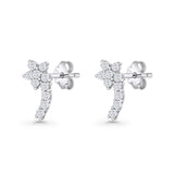 Minimalist 10mm Flower Stud Earrings Cubic Zirconia 925 Sterling Silver Wholesale