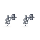 Vintage Style 10.5mm Snake Earrings Cubic Zirconia 925 Sterling Silver