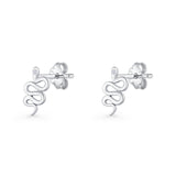 Vintage Style 10.5mm Snake Earrings Cubic Zirconia 925 Sterling Silver