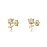 Tulip Rose Flower Stud Earring