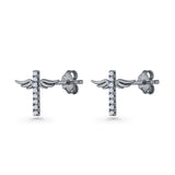 Angel Wings Cross Stud Earrings