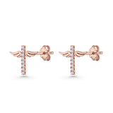 Angel Wings Cross Stud Earrings