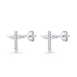 Angel Wings Cross Stud Earrings