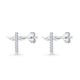 Angel Wings Charms Cross Stud Earrings