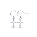 Cross CZ Fishhook Earrings