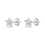 Minimal 3.3mm Star Flower Stud Earrings Cubic Zirconia 925 Sterling Silver Wholesale