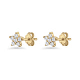 Minimal 3.3mm Star Flower Stud Earrings Cubic Zirconia 925 Sterling Silver