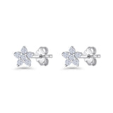 Star Flower Stud Earrings 3.5mm Cluster Cubic Zirconia 925 Sterling Silver Wholesale