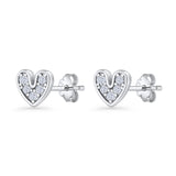 Minimalist 6.8mm Heart Stud Earrings Cubic Zirconia 925 Sterling Silver Wholesale