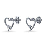 Star Heart Stud Earrings 11.5mm Cluster Cubic Zirconia 925 Sterling Silver