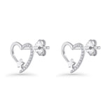 Star Heart Stud Earrings 11.5mm Cluster Cubic Zirconia 925 Sterling Silver
