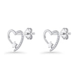 Star Heart Stud Earrings 11.5mm Cluster Cubic Zirconia 925 Sterling Silver Wholesale