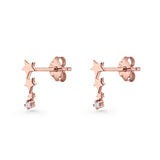 Three Star Stud Earrings 8.8mm Cubic Zirconia 925 Sterling Silver