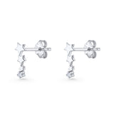 Three Star Stud Earrings 8.8mm Cubic Zirconia 925 Sterling Silver