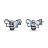 Bee Stud Earring 11.8mm Pear Cubic Zirconia 925 Sterling Silver