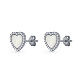 Minimalist 9.5mm Heart Promise Stud Earring Pearl & Cubic Zirconia 925 Sterling Silver