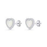 Minimalist 9.5mm Heart Promise Stud Earring Pearl & Cubic Zirconia 925 Sterling Silver