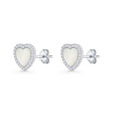 Minimalist 9.5mm Heart Promise Stud Earring Pearl & Cubic Zirconia 925 Sterling Silver Wholesale