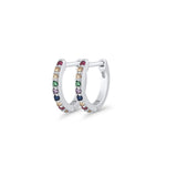 Minimalist 1.5mm Multicolor Cubic Zirconia Huggie Hoop Earrings 925 Sterling Silver Wholesale