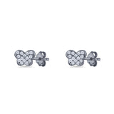 Butterfly Stud Earring 5mm Cluster Cubic Zirconia 925 Sterling Silver