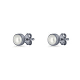 Freshwater Pearl 4.5mm Solitaire Small Stud Earrings 925 Sterling Silver